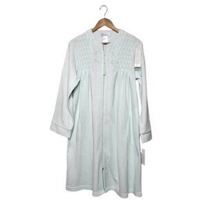Collette by Miss Elaine Robe Womens Medium Teal Soft Terry Cloth Full Zip Housec